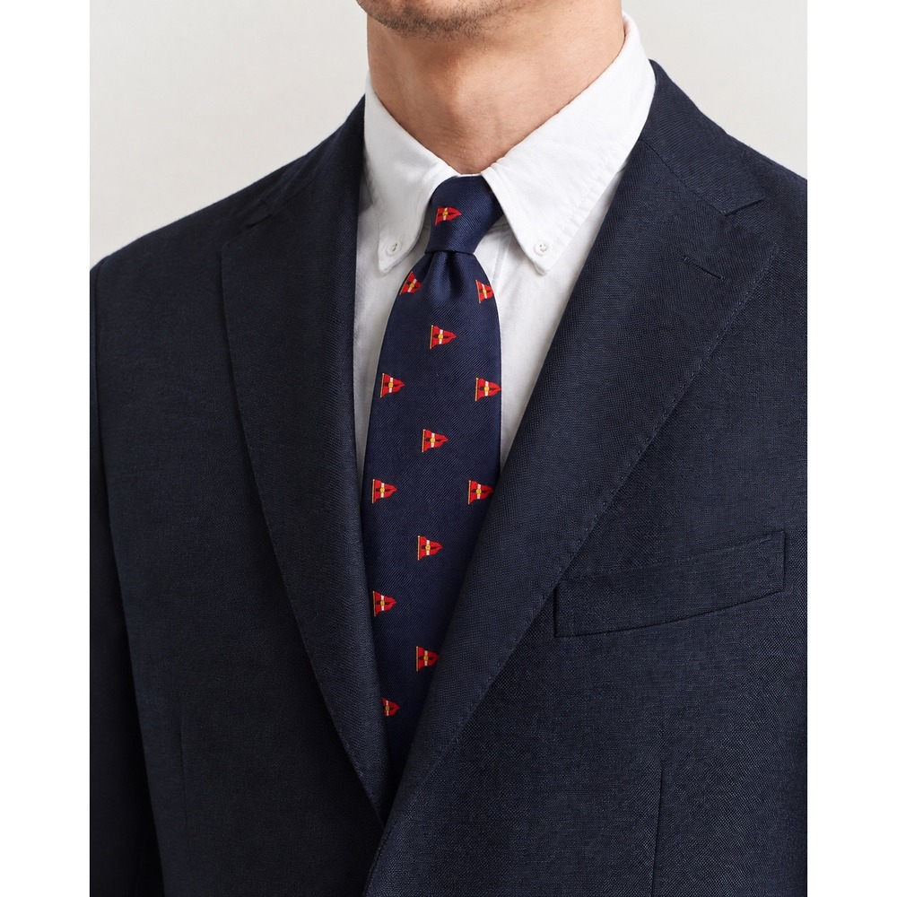Polo Ralph Lauren Mens Navy Blue Silk Burgee Flag Nautical Tie Hand Made Italy